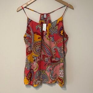 Old Navy Paisley Spaghetti-Strap Tank Top - Pink & Yellow